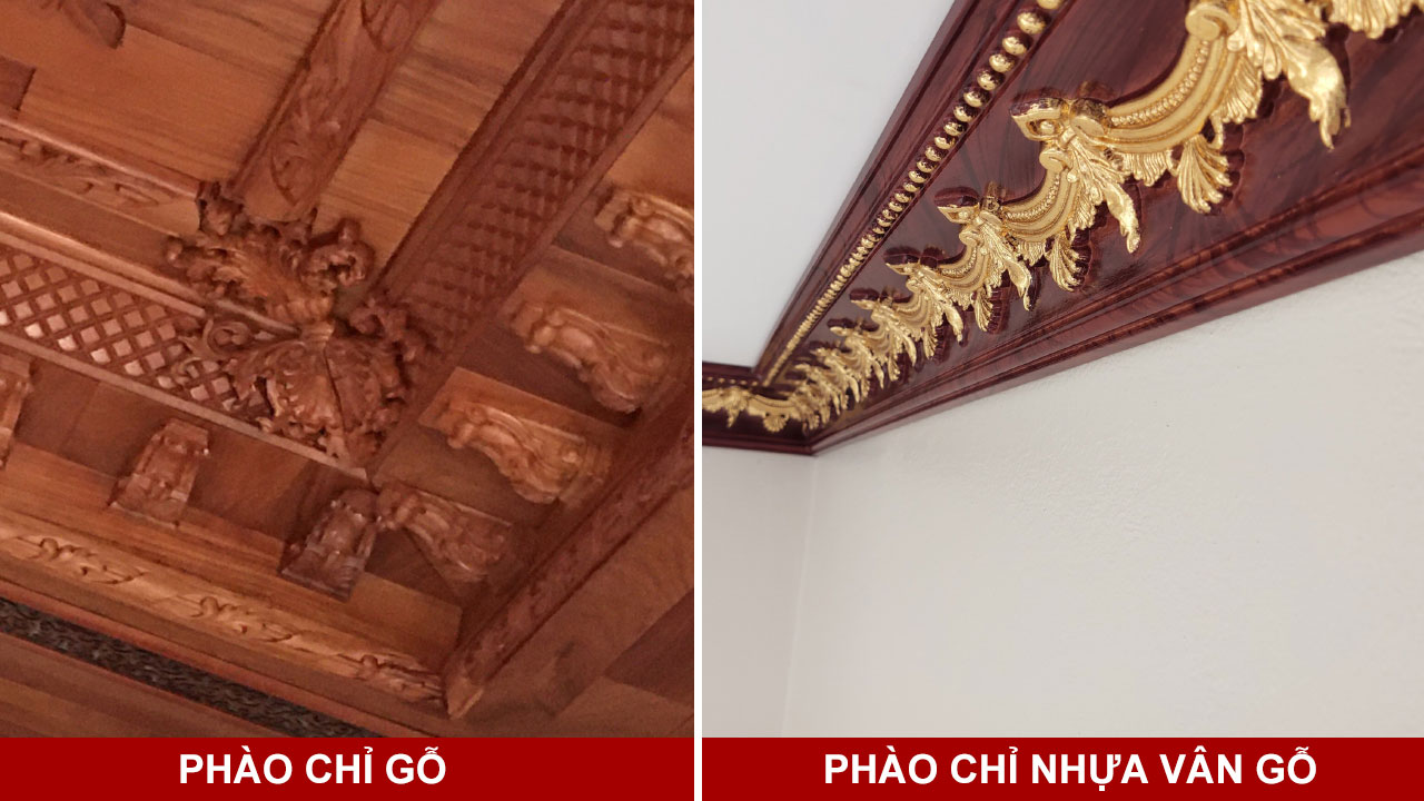 phào chỉ nhựa so với phào chỉ gỗ